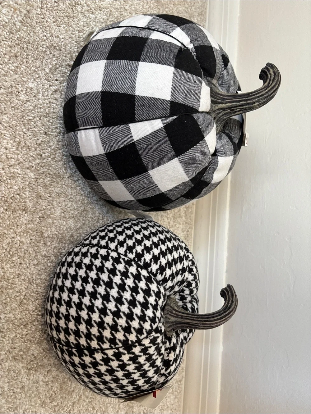Black & White Patterned Decorative Pumpkins - Home Wall Decor large & medium set